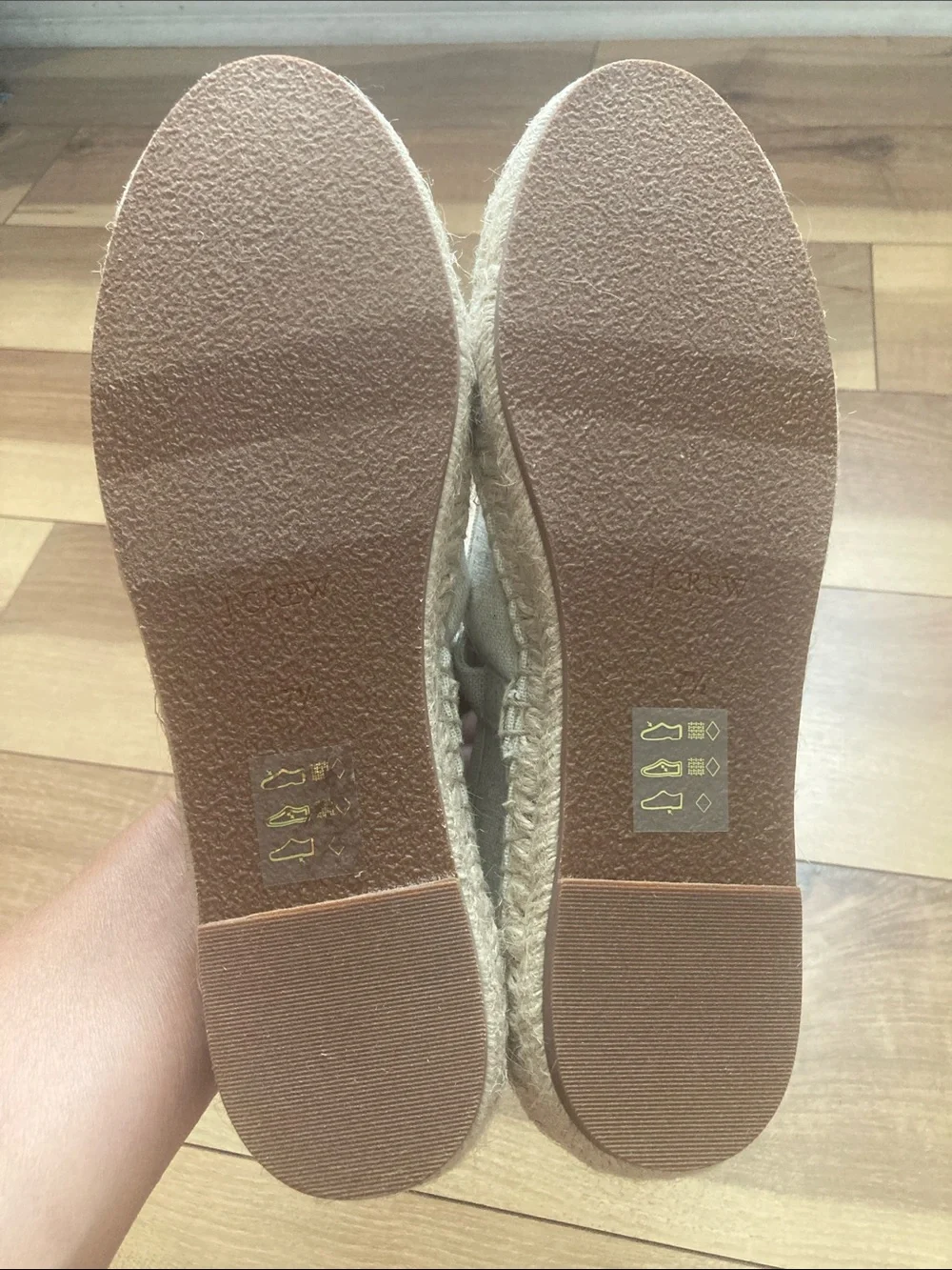 J. Crew Off White Linen Espadrille Mary Shane Flats With Pearl Buckle